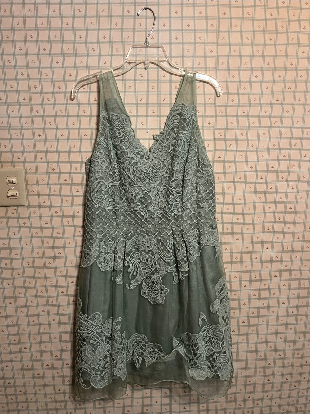 Yoana Baraschi Mint Green Lace Midi Dress
